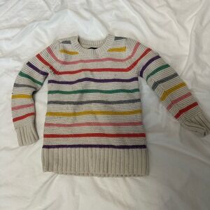 GapKids XS(4-5) Striped Cream Knit sweater‎ thick heavyweight multicolor